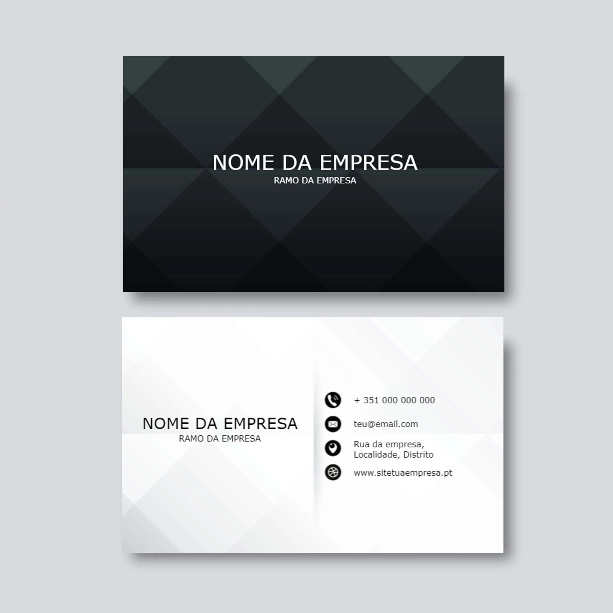 Cartão de visita empresarial com design moderno, ideal para negócios e profissionais.
