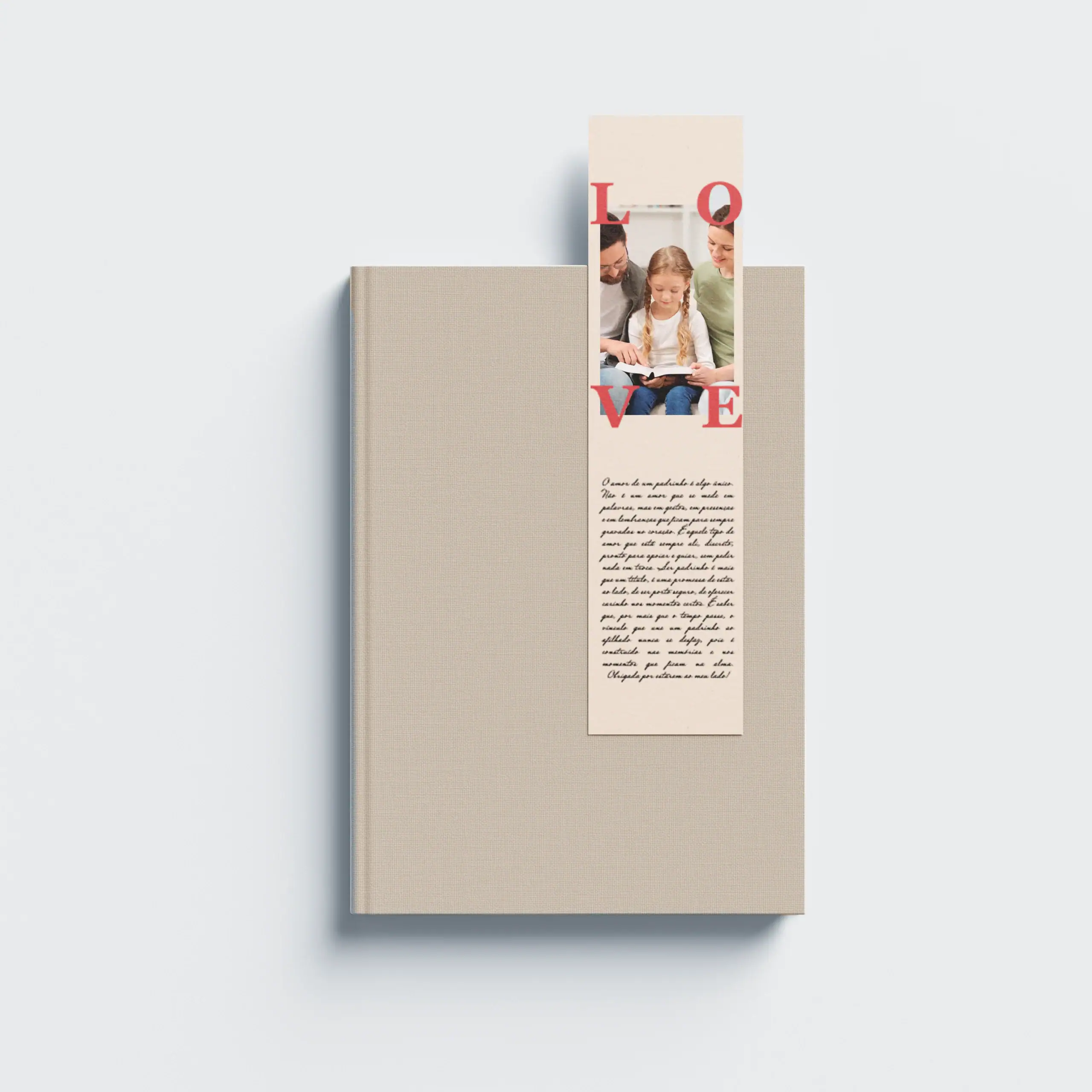 MarcadorLovePadrinhos_02 Livro de memórias personalizado com photo strip e mensagem especial para momentos de amor.