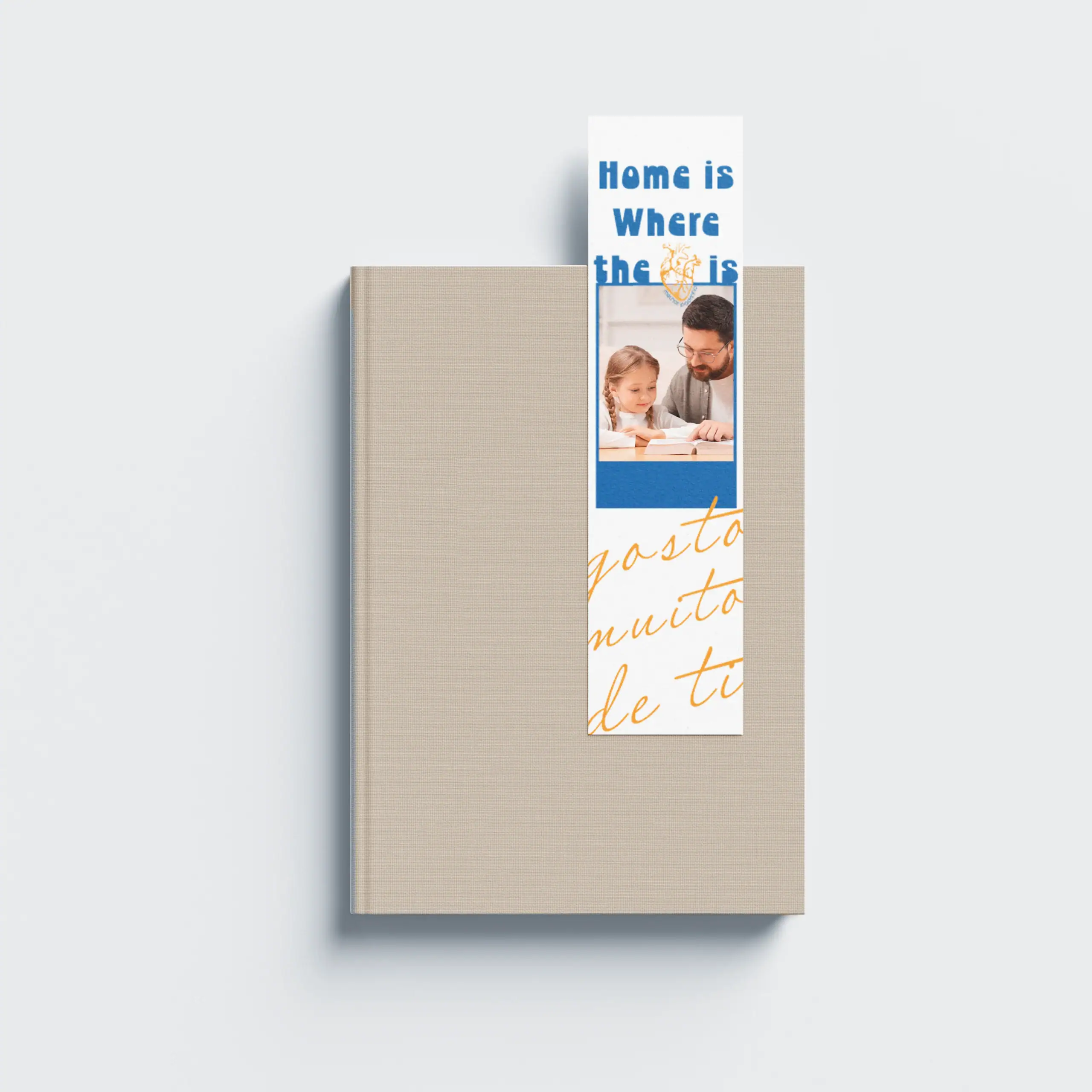 MarcadorMelhorPadrinho_02 Caderno de notas com faixa promocional do HappyBooks, ideal para estudantes e apaixonados por leitura.