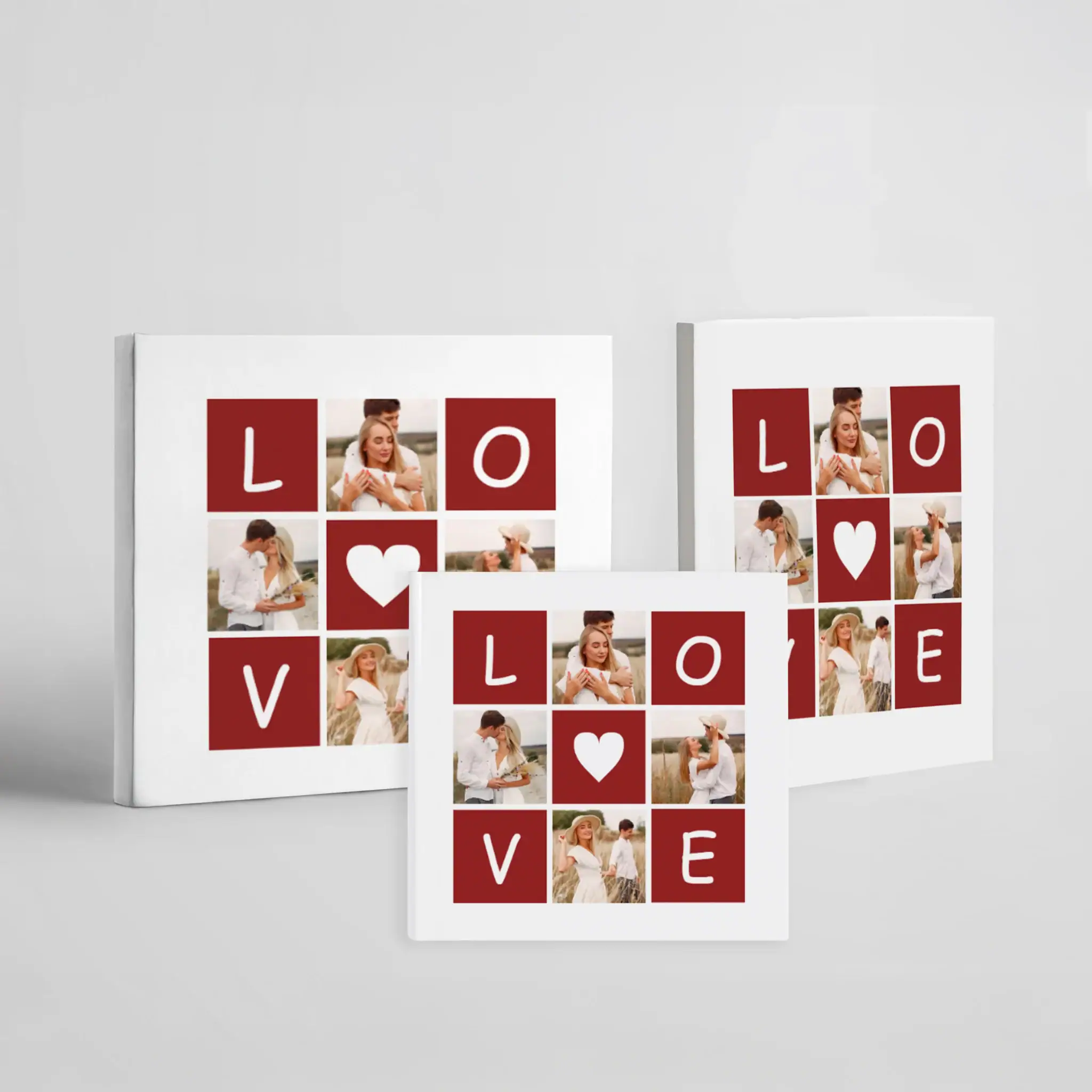 Amor, fotos de casal romântico, quadro decorativo com palavras de amor e apaixonados.