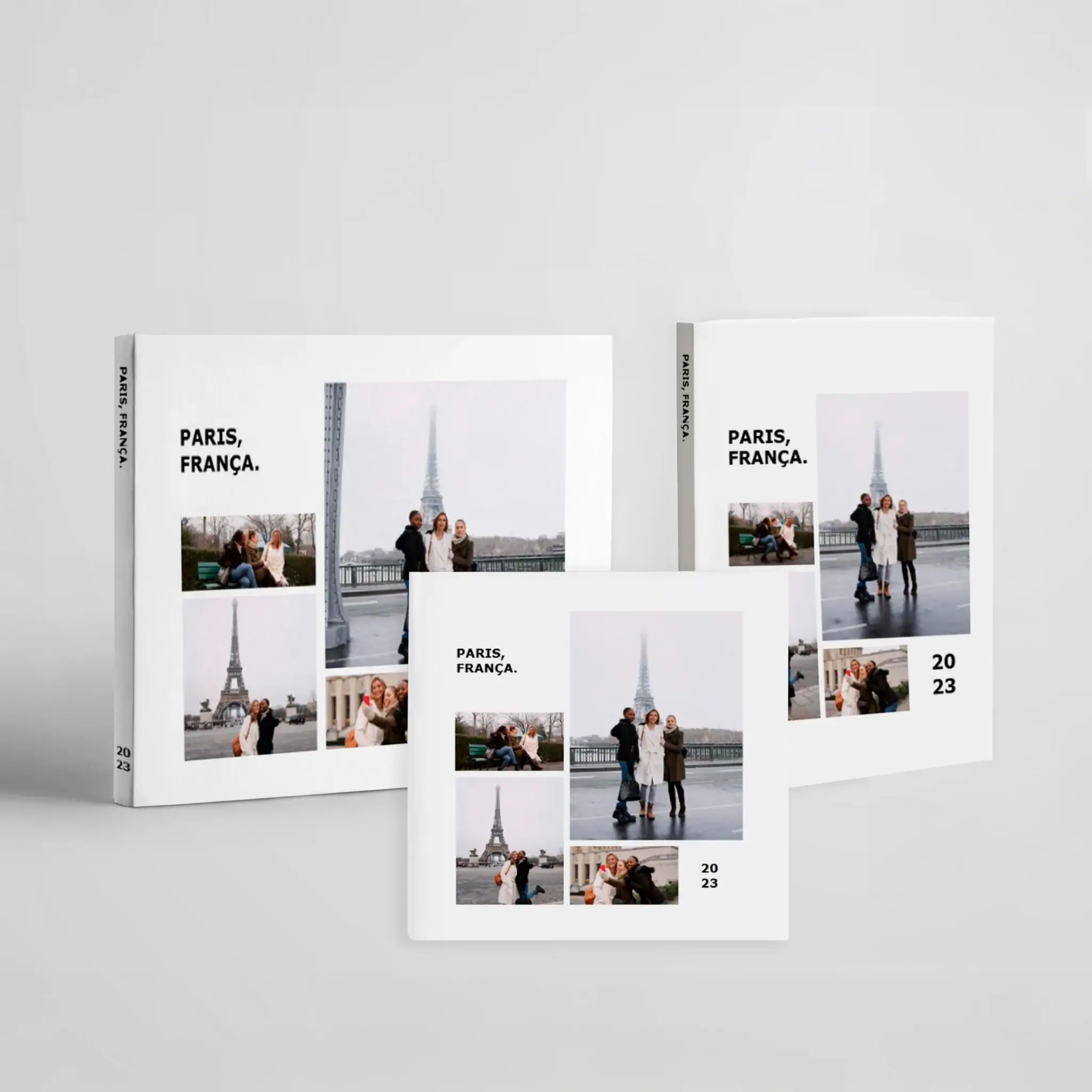 Memórias de Paris, França 2023 com fotos de tourists e Torre Eiffel, álbum de viagens.