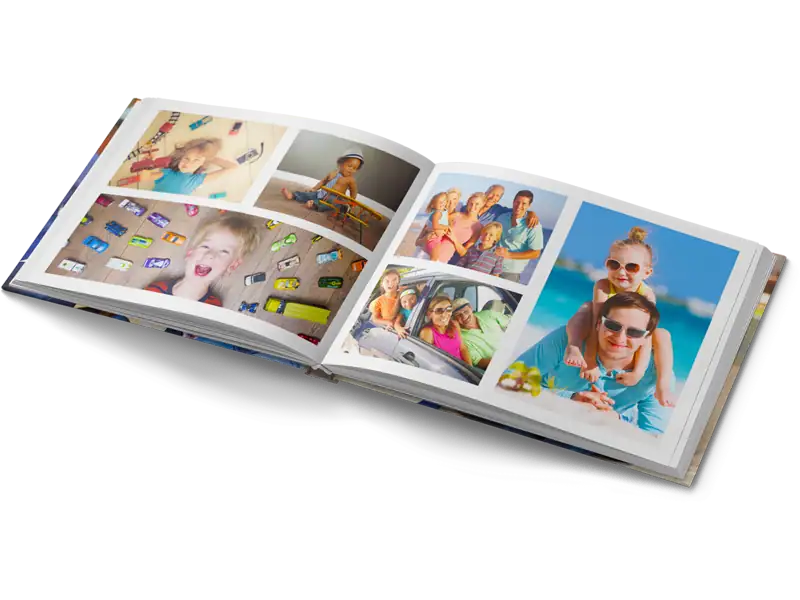 1. Fotos de crianças felizes e momentos de diversão em álbum de fotos.