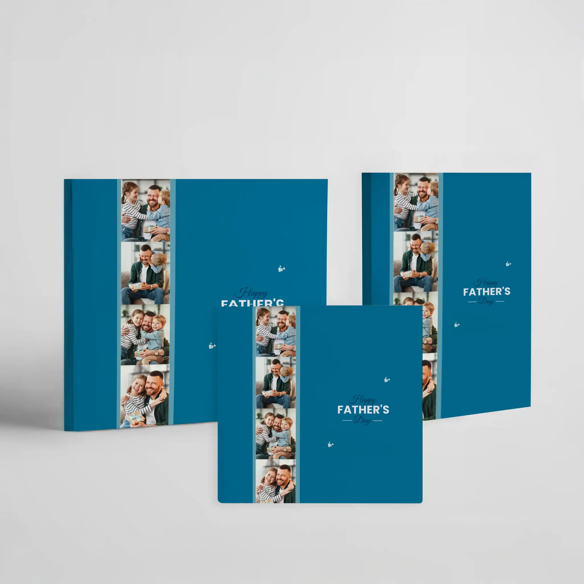 Pais com filhos dia do pai presente personalizado de fotos em álbum de lembranças.