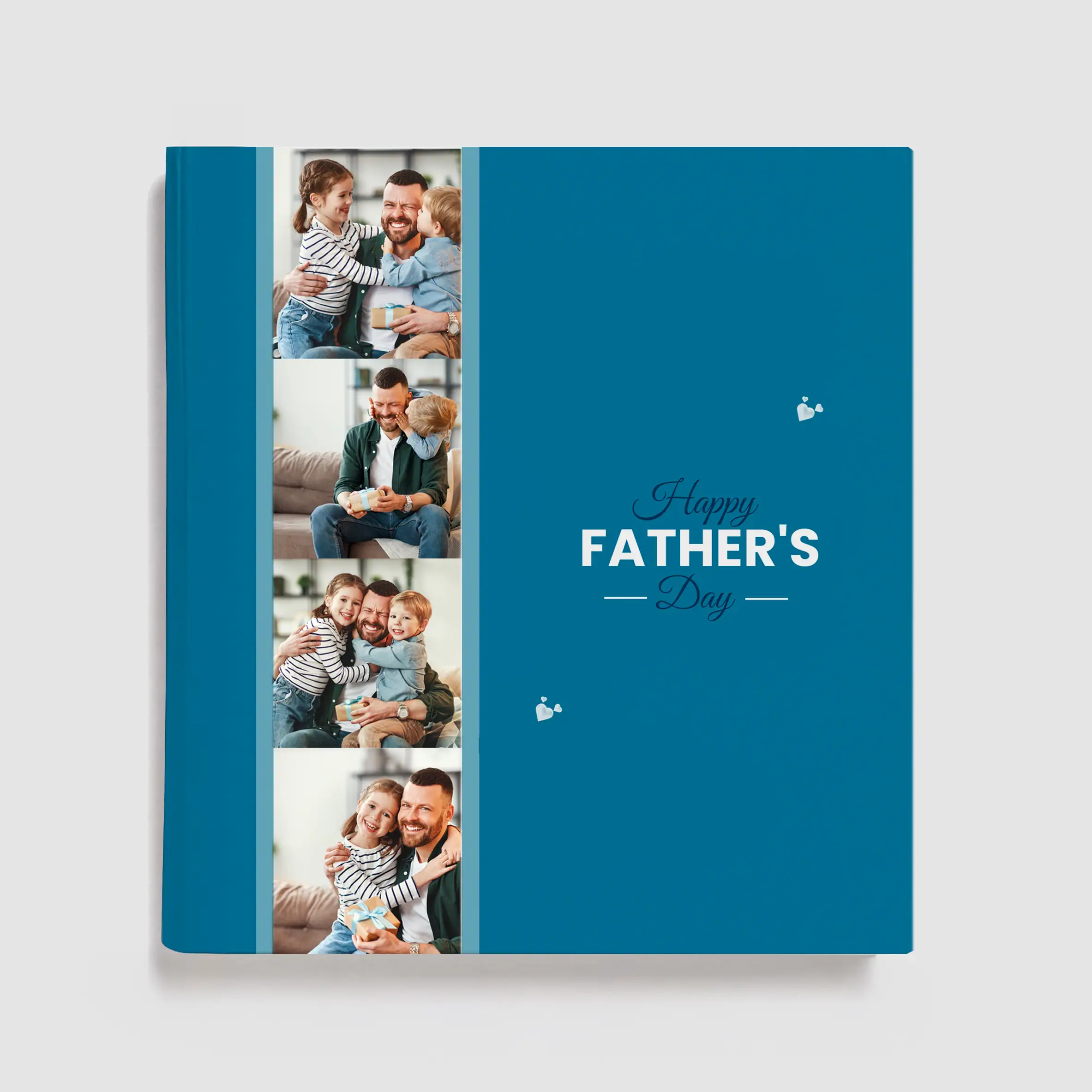 AlbumHappyFatherDay_CapaFlex_Quadrado Capa de livro com fotos familiares feliz dia do pai, presente e amor paternal.