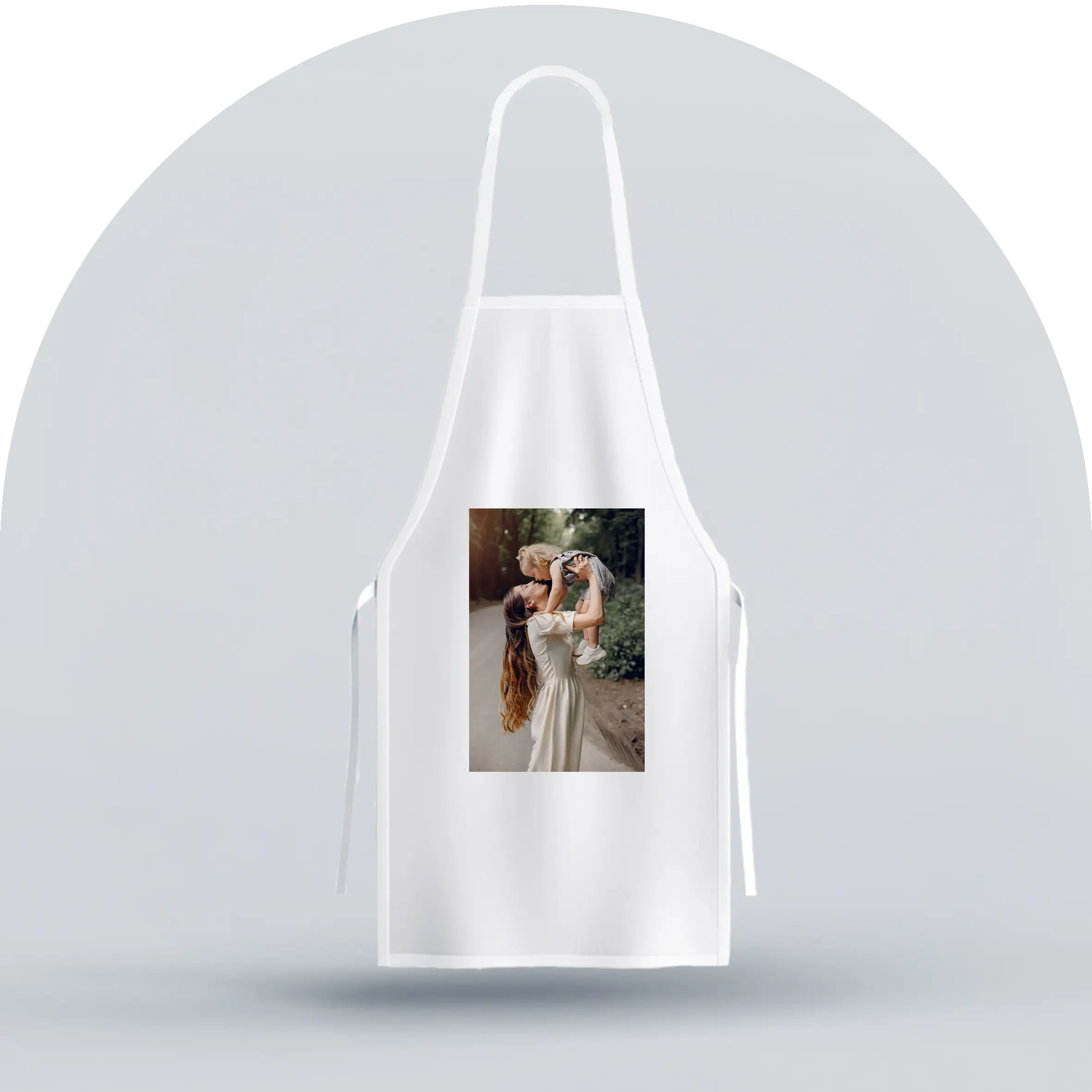 1. Avental de cozinha em branco com espaço para personalizar com foto ou desenho.