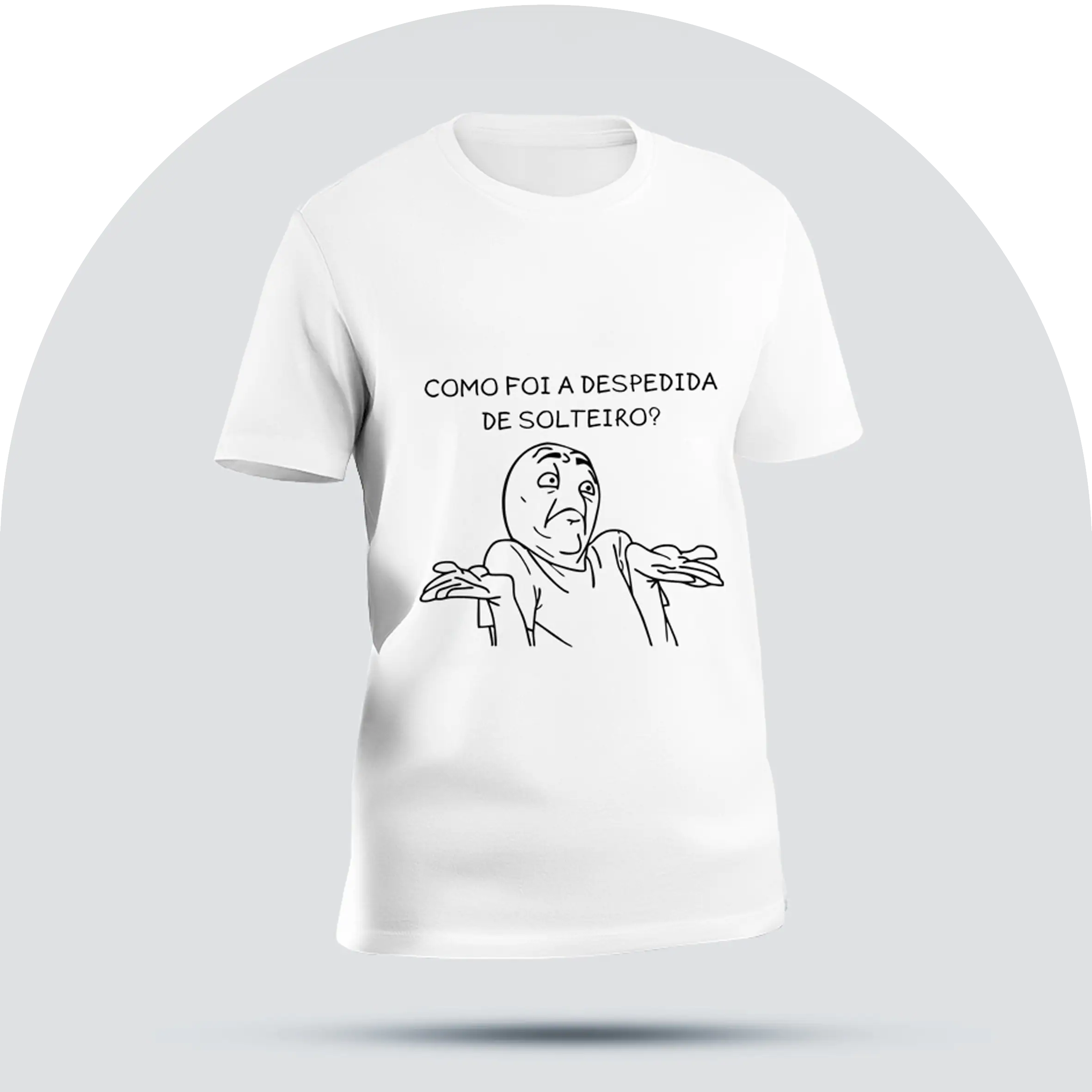 Roupa divertida com meme popular de solteiro, ideal para fãs de memes e camisetas humorísticas online.
