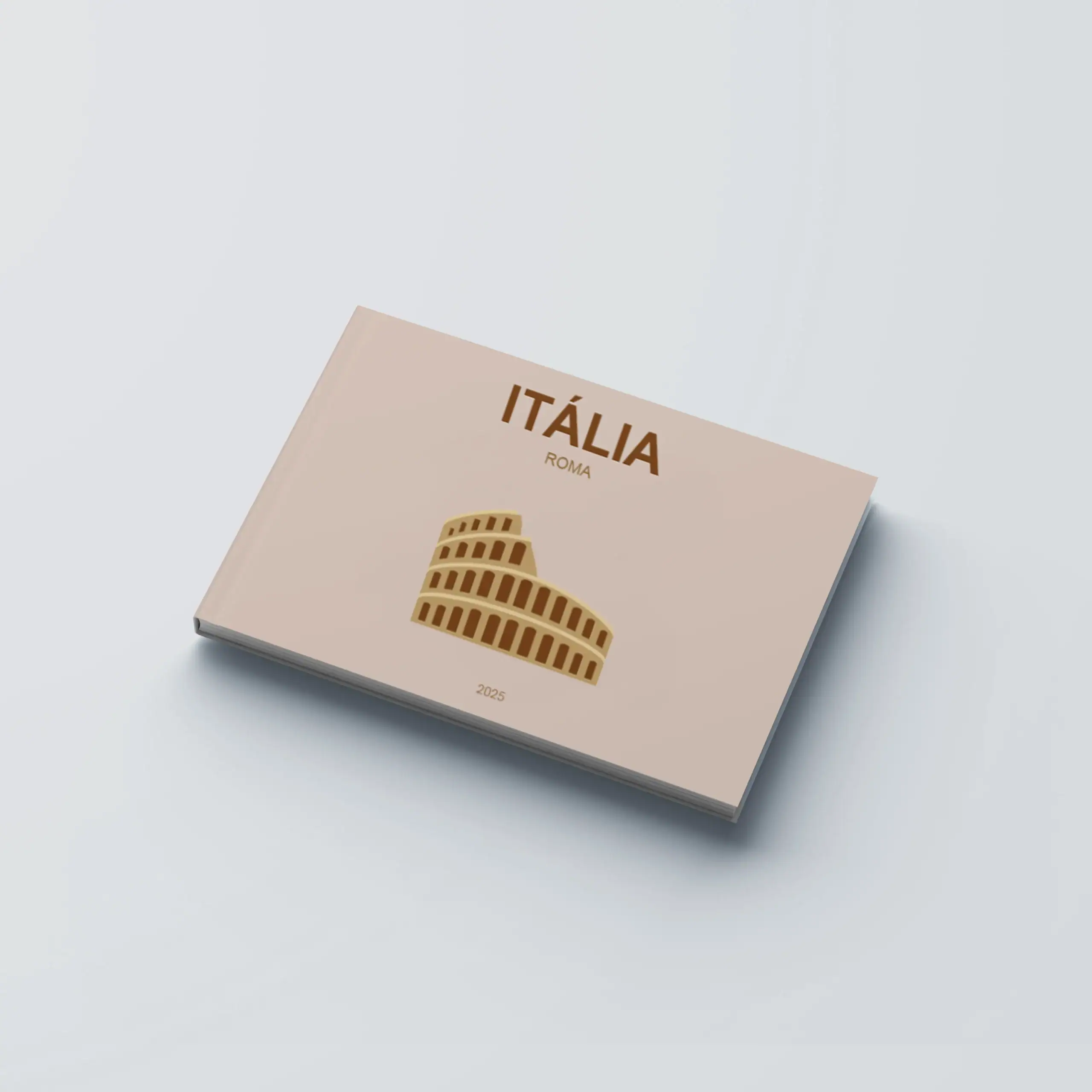 Itália_CapaDura_H Livro de viagens sobre Itália e Roma, com capa minimalista e design moderno, ideal para amantes de história e cultura italiana.