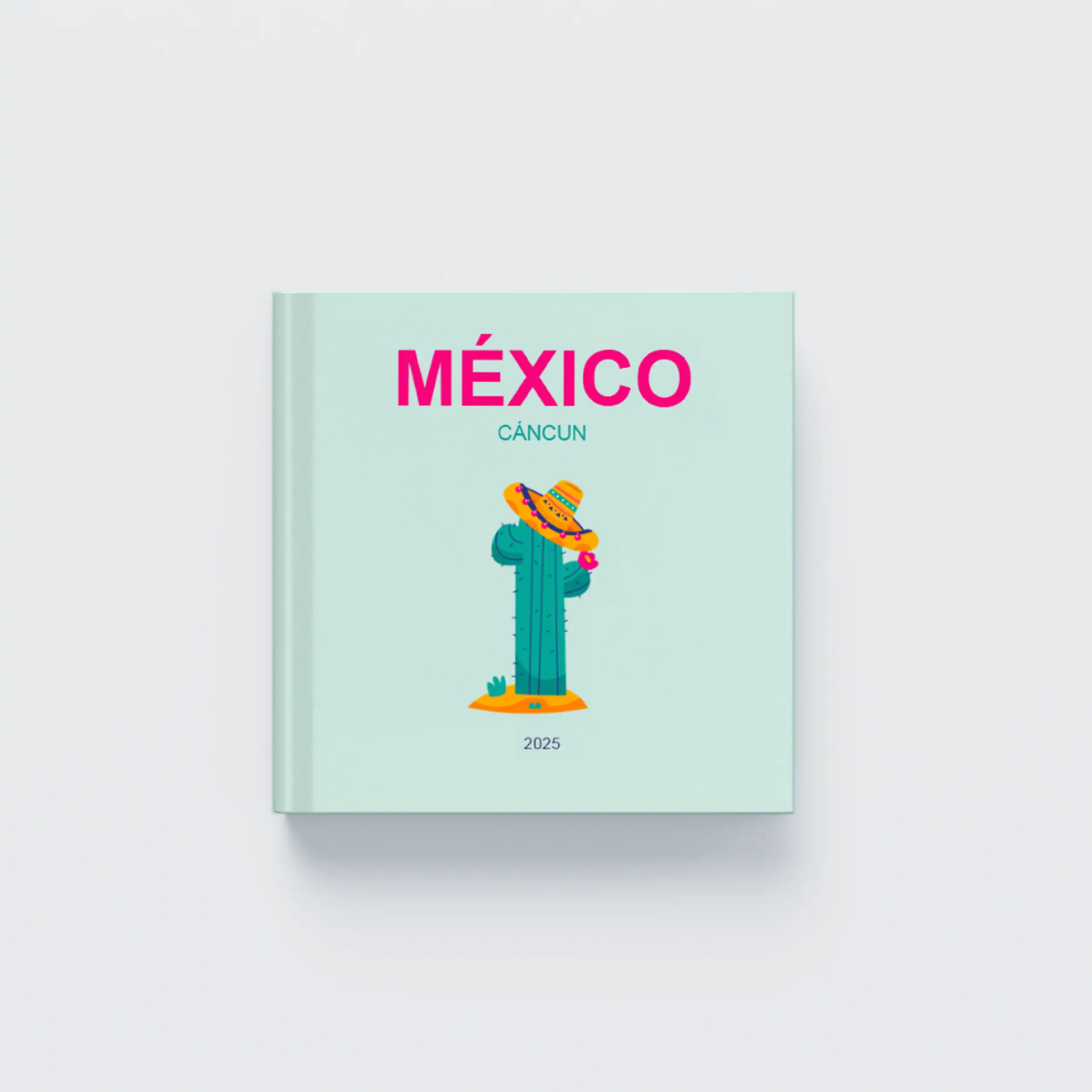México_CapaDura_Q Capa de calendário 2025 com ilustração de cactus com chapéu tradicional mexicano.