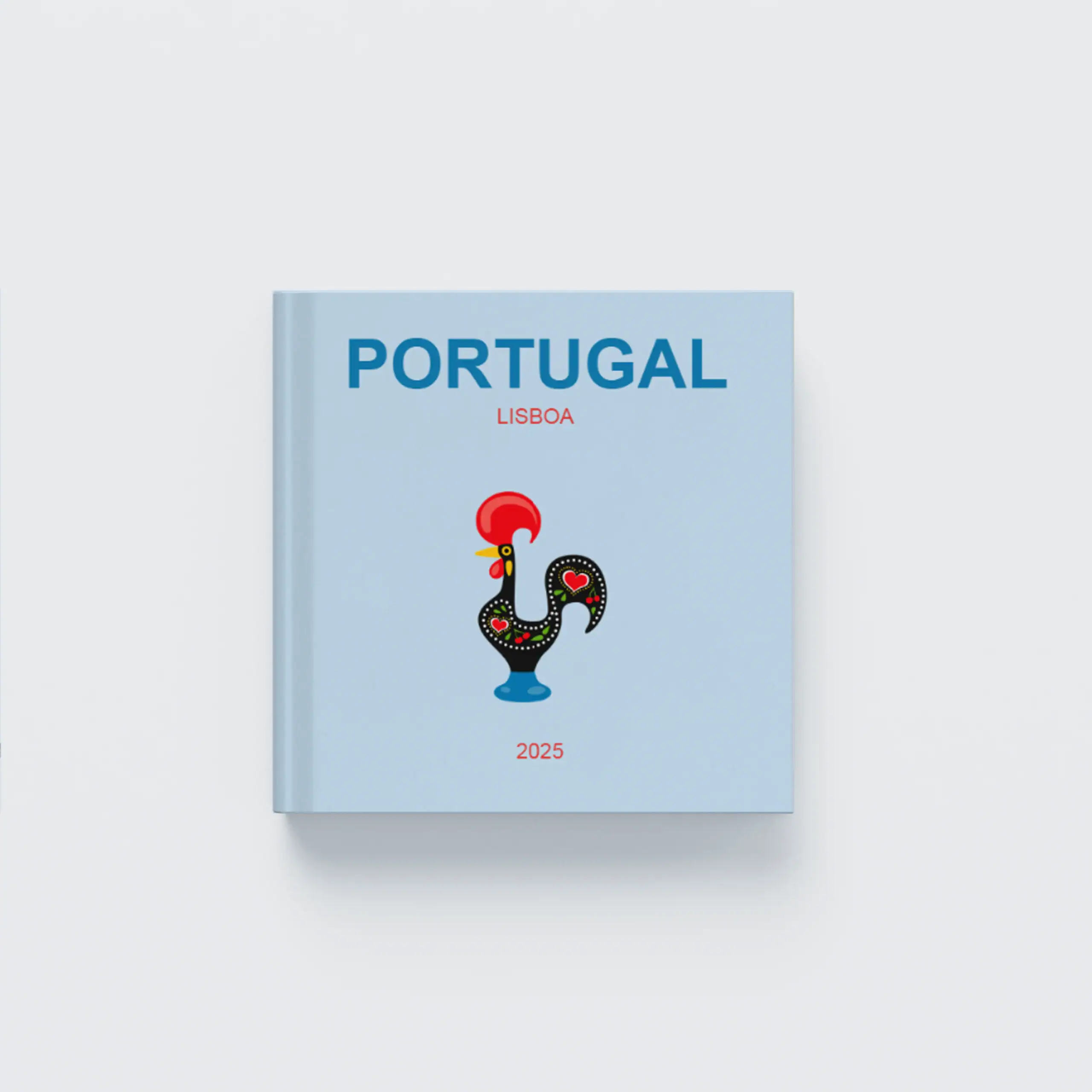 Portugal_CapaDura_Q Caderno de colorir Portugal Lisboa com ilustração de galo decorativo.